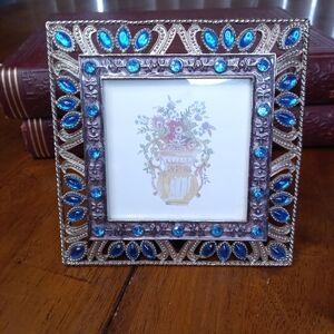 Ornate Blue and Silver Picture Frame